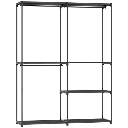 Portant à vêtements portable, structure en métal, étagères en tissu, noir