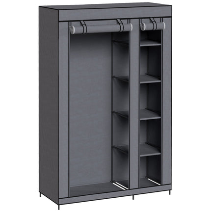 Armoire portable en tissu avec tringle et 5 étagères, grise