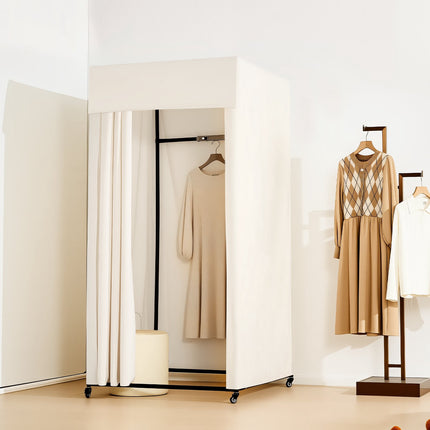 Portable Fitting Room With Curtains, Casters, 99x99x204.5 cm