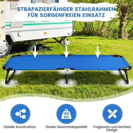 Lit de Camping pliant Portable, lit de couchage en tissu de 190cm de Long, bleu