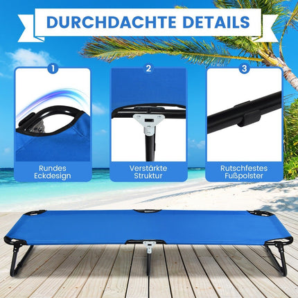 Lit de Camping pliant Portable, lit de couchage en tissu de 190cm de Long, bleu