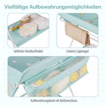 Tragbarer Wickeltisch mit verstellbarer Höhe und feststellbaren Rollen