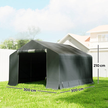 Abri de jardin portable, tente pour vélo, gris foncé, structure métallique