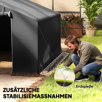 Abri de jardin portable, tente pour vélo, gris foncé, structure métallique