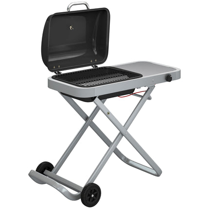 Barbecue à gaz portable avec 1 brûleur, chariot pliable et thermomètre