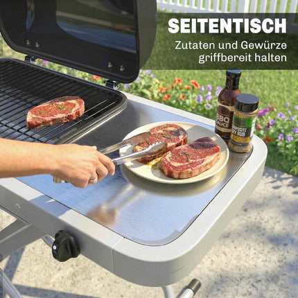 Barbecue à gaz portable avec 1 brûleur, chariot pliable et thermomètre