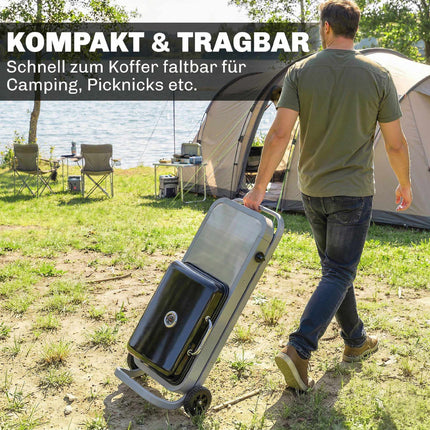 Barbecue à gaz portable avec 1 brûleur, chariot pliable et thermomètre