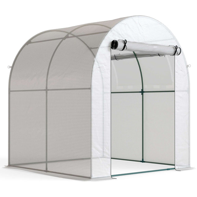 Serre portable avec structure en acier et bâche en plastique, 1,8 x 1,8 m
