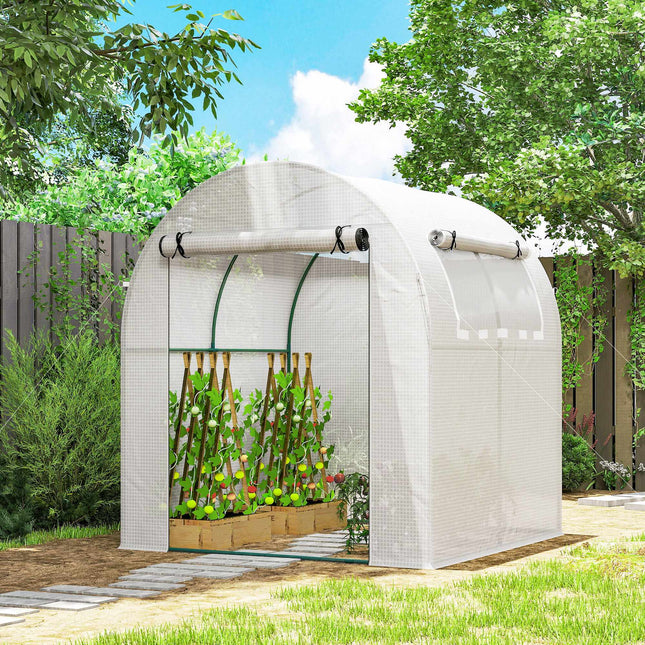 Serre portable avec structure en acier et bâche en plastique, 1,8 x 1,8 m