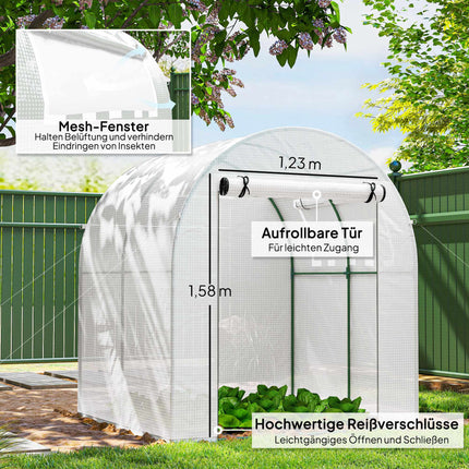 Serre portable avec structure en acier et bâche en plastique, 1,8 x 1,8 m