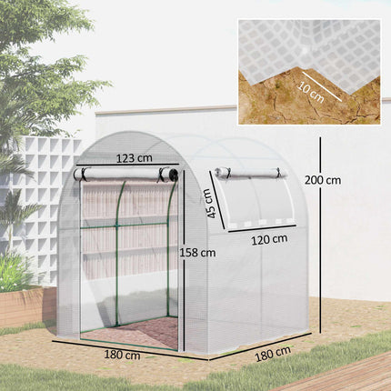 Serre portable avec structure en acier et bâche en plastique, 1,8 x 1,8 m