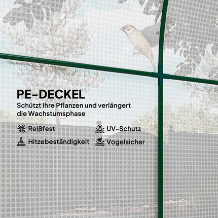 Serre portable avec structure en acier et bâche en plastique, 1,8 x 1,8 m