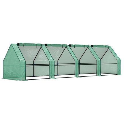 Serre portable avec portes à fermeture éclair, structure en acier, 360 x 90 x 90 cm