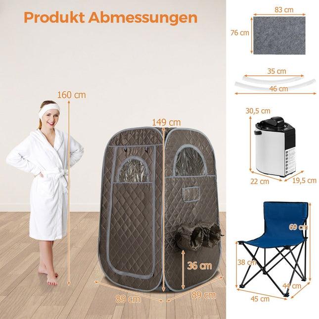 Sauna portable pour la maison avec générateur de vapeur 3L, gris