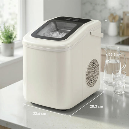 Tragbarer Eiswürfelbereiter mit Selbstreinigung, 12 kg/24 h, Beige