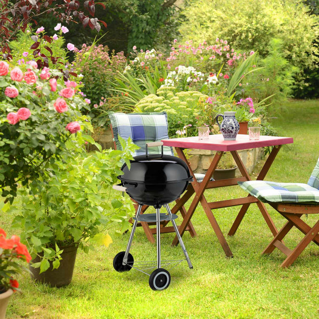 Barbecue portable avec récupérateur de cendres et roulettes