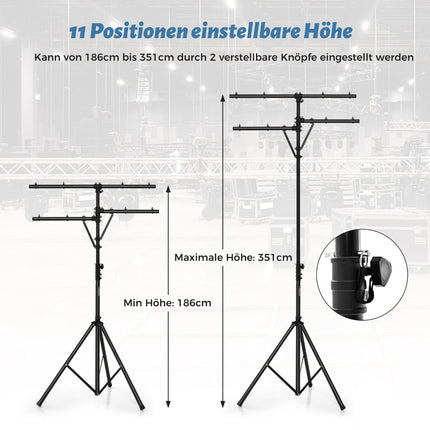 Pied d'éclairage portable, hauteur réglable, peut contenir 8 lampes