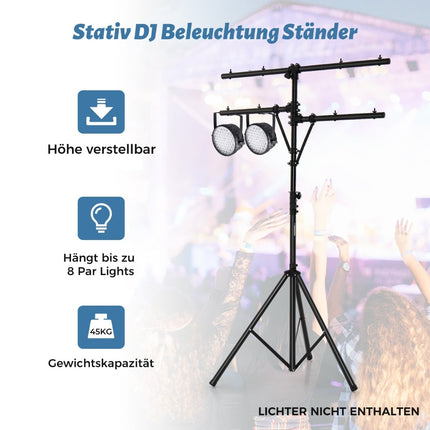 Pied d'éclairage portable, hauteur réglable, peut contenir 8 lampes
