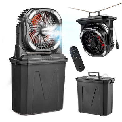 Portable Misting Fan – 9L Tank, 10000mAh, Remote