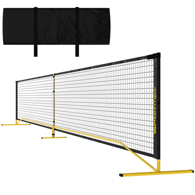 Filet de Pickleball Portable 6,7 m avec Sac de Transport Cadre en métal pour intérieur extérieur Jaune Aosom