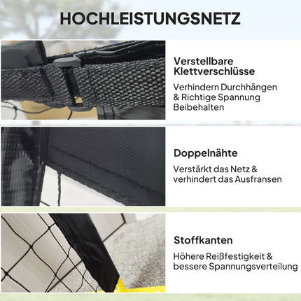 Filet de Pickleball Portable 6,7 m avec Sac de Transport Cadre en métal pour intérieur extérieur Jaune Aosom