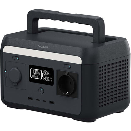 Portable Power Station 300W, 204.8Wh, 6 Anschlüsse, LED-Licht