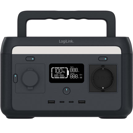 Portable Power Station 300W, 204.8Wh, 6 Anschlüsse, LED-Licht