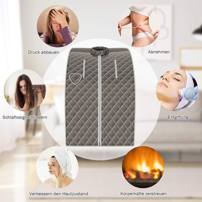 Sauna vapeur portable, 3 L, 1 000 W, 9 réglages de température, gris
