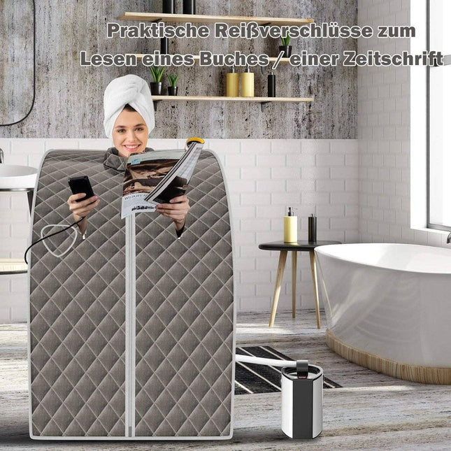 Sauna vapeur portable, 3 L, 1 000 W, 9 réglages de température, gris