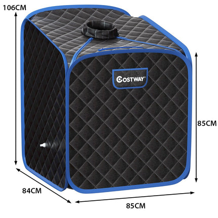 Portable Steam Sauna Spa with Chair Foot Massage Roller and Absorbent Mat 9 Adjustable Temperature Levels Indoor Spa Cabin Black