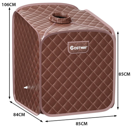 Spa de sauna à vapeur portable avec rouleau de massage des pieds de chaise et tapis absorbant 9 niveaux de température réglables cabine de spa intérieure café