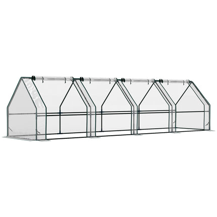 Serre portable en acier avec portes à fermeture éclair, 360 x 90 x 90 cm