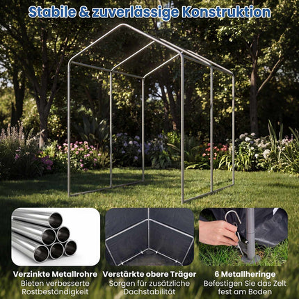 Abri de jardin portable avec porte enroulable, 1,83 m x 1,22 m x 1,68 m, gris foncé