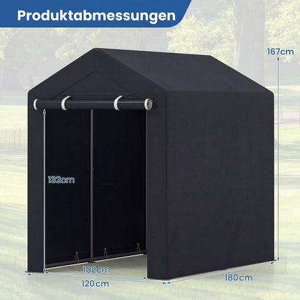 Abri de jardin portable avec porte enroulable, 1,83 m x 1,22 m x 1,68 m, gris foncé