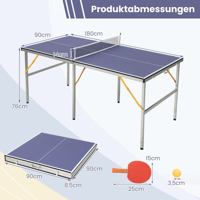Tragbares Tischtennis-Tisch-Set mit Netz &amp; 2 Schlägern &amp; 3 Bällen Mini-Tischtennisplatte