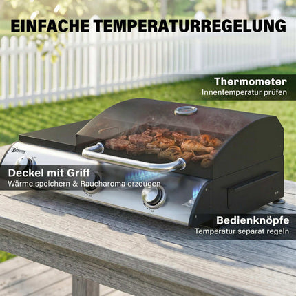 Barbecue à gaz portable de table, 3 brûleurs, grilles émaillées