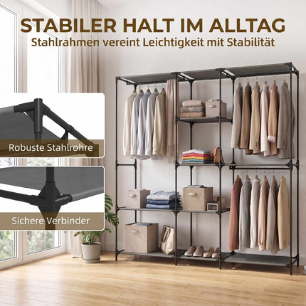 Armoire textile portable, noire, 182 x 43 x 182 cm