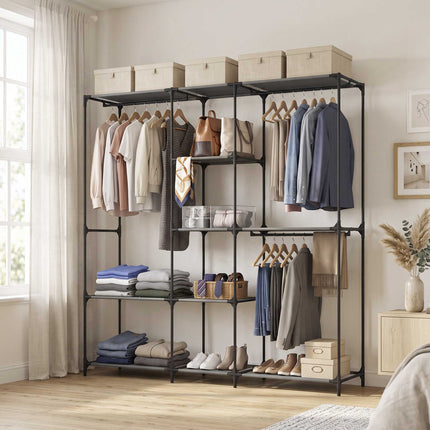 Armoire textile portable, noire, 182 x 43 x 182 cm