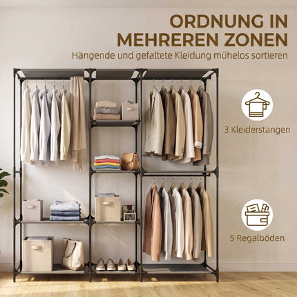 Armoire textile portable, noire, 182 x 43 x 182 cm