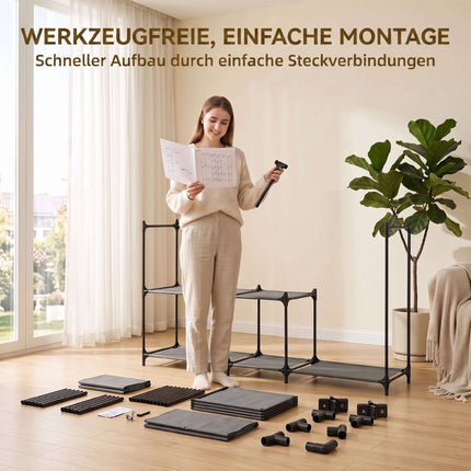 Armoire textile portable, noire, 182 x 43 x 182 cm