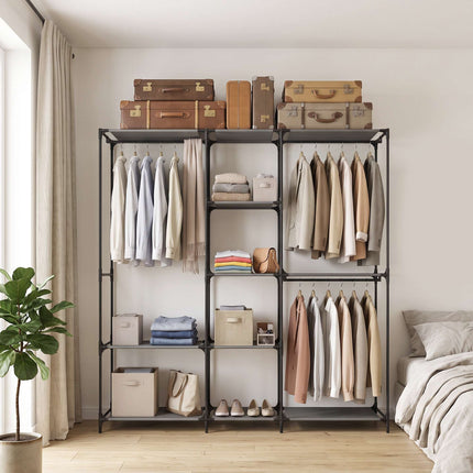 Armoire textile portable, noire, 182 x 43 x 182 cm