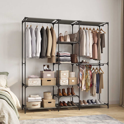 Armoire textile portable, noire, 182 x 43 x 182 cm