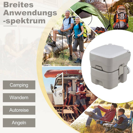 Toilettes portables avec réservoir à déchets de 20 L, pompe et entonnoir, grises