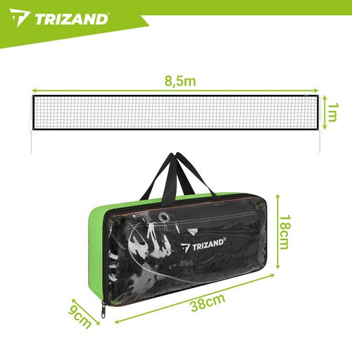 Tragbares Volleyballnetz mit Tasche, 8,5x1m, Schwarz