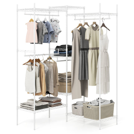 Organisateur de penderie portable, en forme de L et horizontal, blanc