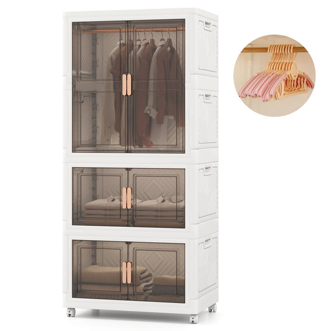 Armoire portable avec 10 cintres, 421 L, roulettes, pliable