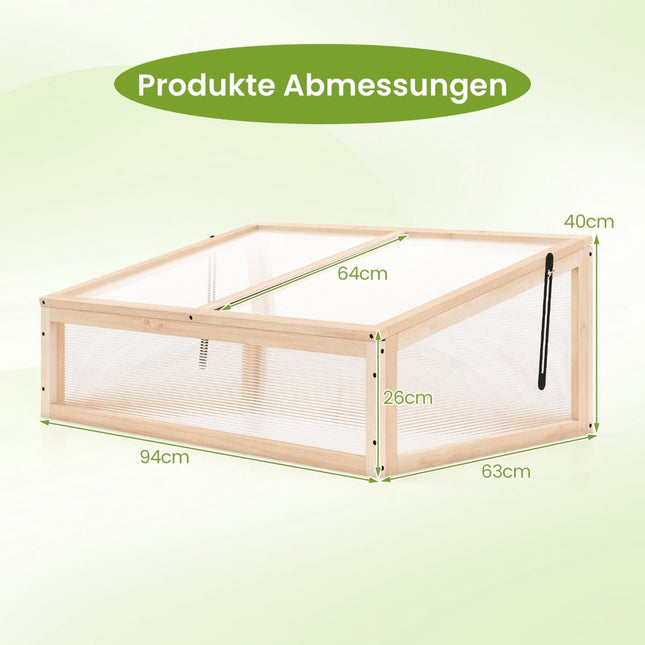 Tragbares Holzgewächshaus mit verstellbarem Dach, 94x63x40 cm