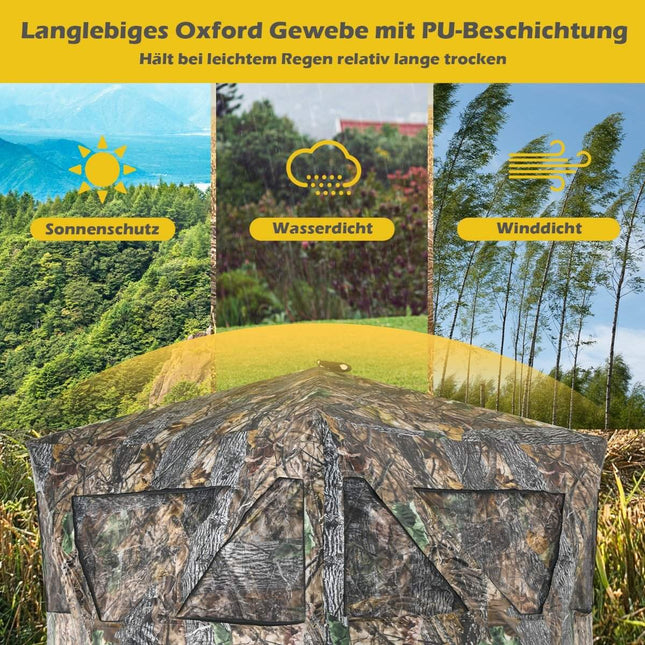 Tragbares Jagdzelt mit Erdnägeln &amp; Zurrgurten &amp; Tragetasche für 3 Personen Camouflage