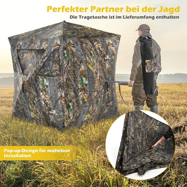 Tragbares Jagdzelt mit Erdnägeln &amp; Zurrgurten &amp; Tragetasche für 3 Personen Camouflage