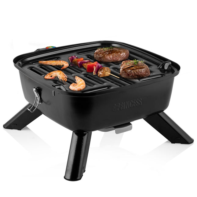 Tragbarer Hybridgrill 2-in-1 Elektro oder Holzkohle